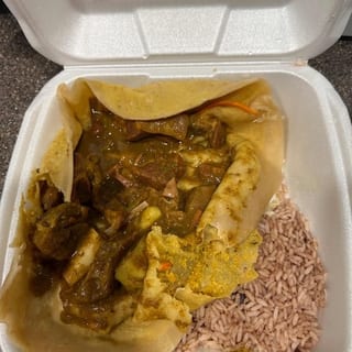Caribbean Style Curry Goat Roti (No Sides)