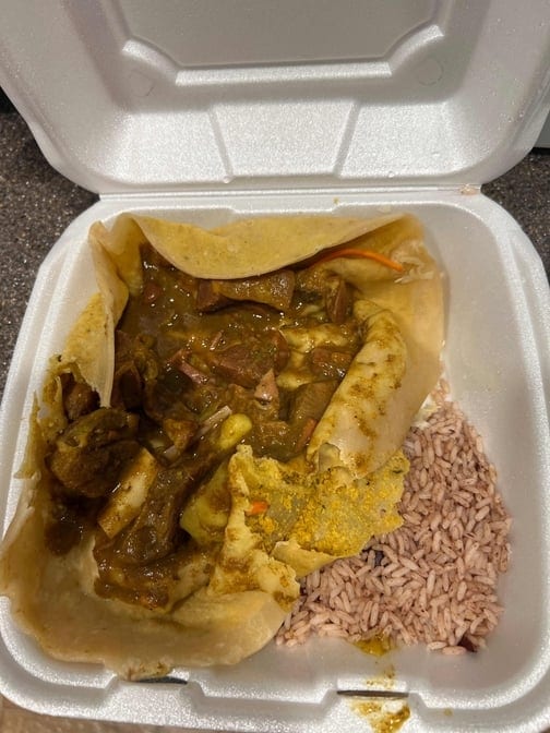 Caribbean Style Curry Chicken Roti (No Sides).